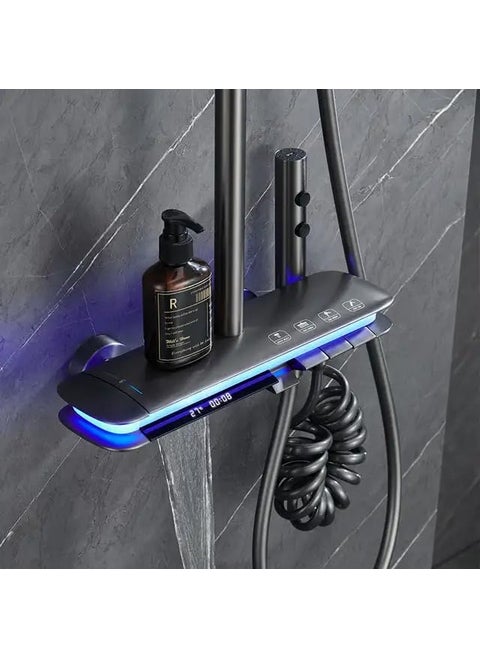ARAMO Shower SetShower Panel Float with Hydropowered LED Light Digital Display 4 Water Functions