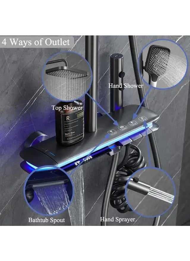 ARAMO ARAMO Shower SetShower Panel Float with Hydropowered LED Light Digital Display 4 Water Functions  - Image 5