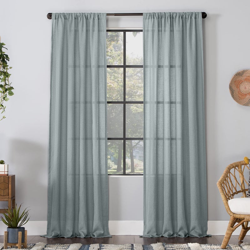 Clean Window Crushed Texture AllergyPet Friendly AntiDust Sheer Curtain Panel 52 x 84 Dusty Blue