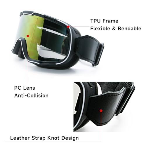 EnzoDate Motorcycle Goggles with TPU Frame, PC Anti-Collision Lens, Three-Layer Sponge Windproof Design, Sports Glasses, Black - Image 2