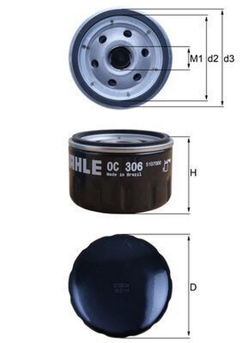 MAHLE (OC 306) Original Oil Filter - Image 2