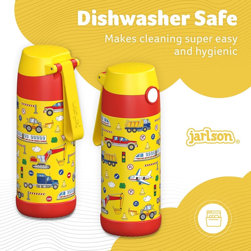 Jarlson قارورة مياه أطفال جارلسون مالي الفولاذية المقاومة للصدأ [قارورة حرارية] - قارورة شرب أطفال مقاومة للتسرب - ترمس مناسب للمشروبات الغازية - قارورة شرب حرارية للمدرسة و - Image 4