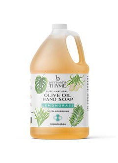 Brittanie's Thyme Brittanies Pure Organic Castile Lemongrass Liquid Olive Soap Refill 1 Gallon  Made with Natural Luxurious Oils Vegan  Gluten Free NonGMO For Face Body Dishes Pets  Laundry 