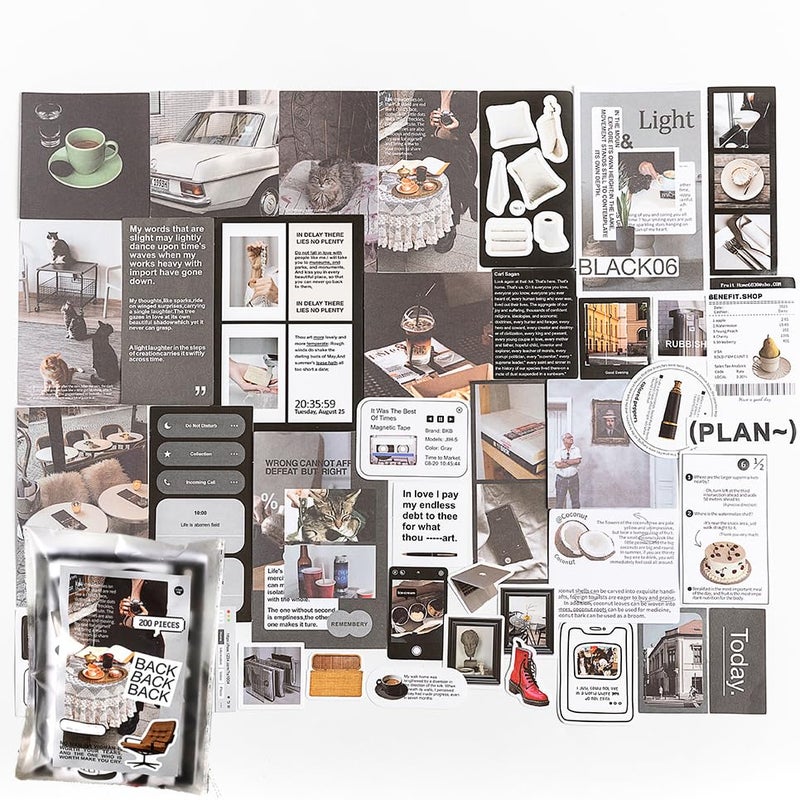 Alideco 200pcs Vintage Scrapbook Supplies Pack for Art Journaling Bullet Junk Journal Planners DIY Paper Stickers Craft Kits Notebook Collage Album Aesthetic Cottagecore Picture Frames (yehangxifei) - Image 1