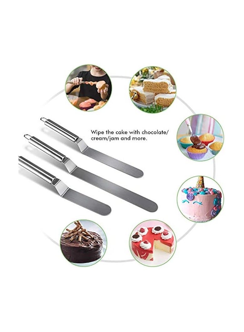 Green Tiger Icing Spatula Set, Palette Knife Stainless Steel Cake Decorating Spatula Professional Kitchen Baking Angled Cake Frosting for Baking Cake Decorating - Image 3