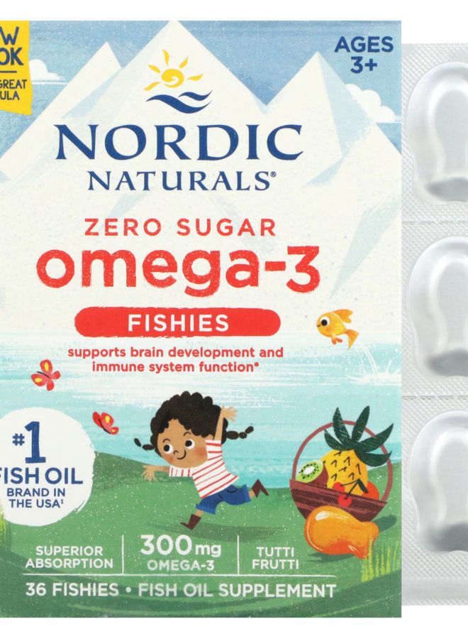 NORDIC NATURALS Omega-3 Fishies Zero Sugar Ages 3+ Tutti Frutti 300 mg 36 Fishies 