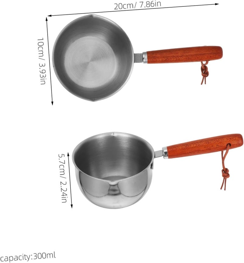 Mini Stainless Steel Saucepan with Handle Dual Spout Butter Warmer Small Cooking Pot for Oil Heating Milk Chocolate Melting Compact and Kitchen Essential - Image 2