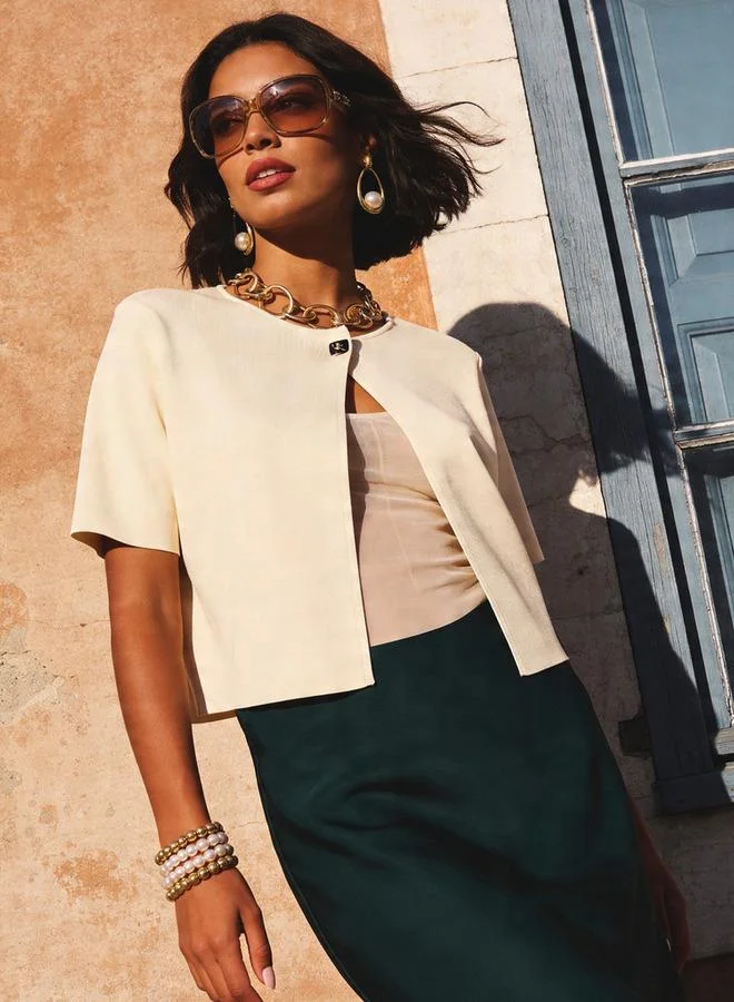 Iconic Iconic Cropped Round Neck Shrug