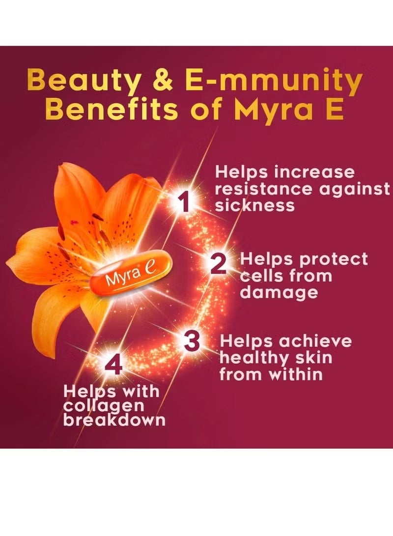 مايرا إي ميرا-إي د-ألفا توكوفيرول فيتامين هـ ٤٠٠ وحدة دولية - كبسولات مضادة للأكسدة للعناية بالبشرة والصحة اليومية (٣٠ كبسولة هلامية) - Image 4