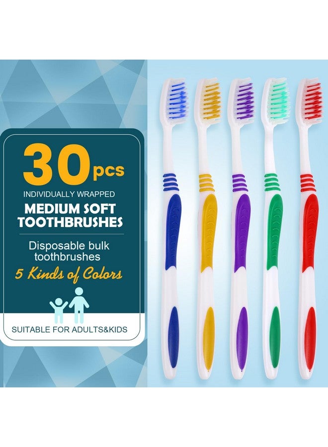 Navona 30 PCS Premium Individually Wrapped Bulk Toothbrush Pack, Disposable Toothbrush, Soft Toothbrush for Adult or Kid, Soft Bristle Toothbrush, Ergonomics Handle, Perfect for Travel,Hotel,Donation - Image 2