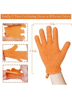 CVNDKN Shower Gloves,24 Pcs Exfoliating Bath Gloves,Body Scrub Gloves with Hanging Loop for Beauty Spa Massage Skin Shower Body Scrubber-12 Colors  - Image 2