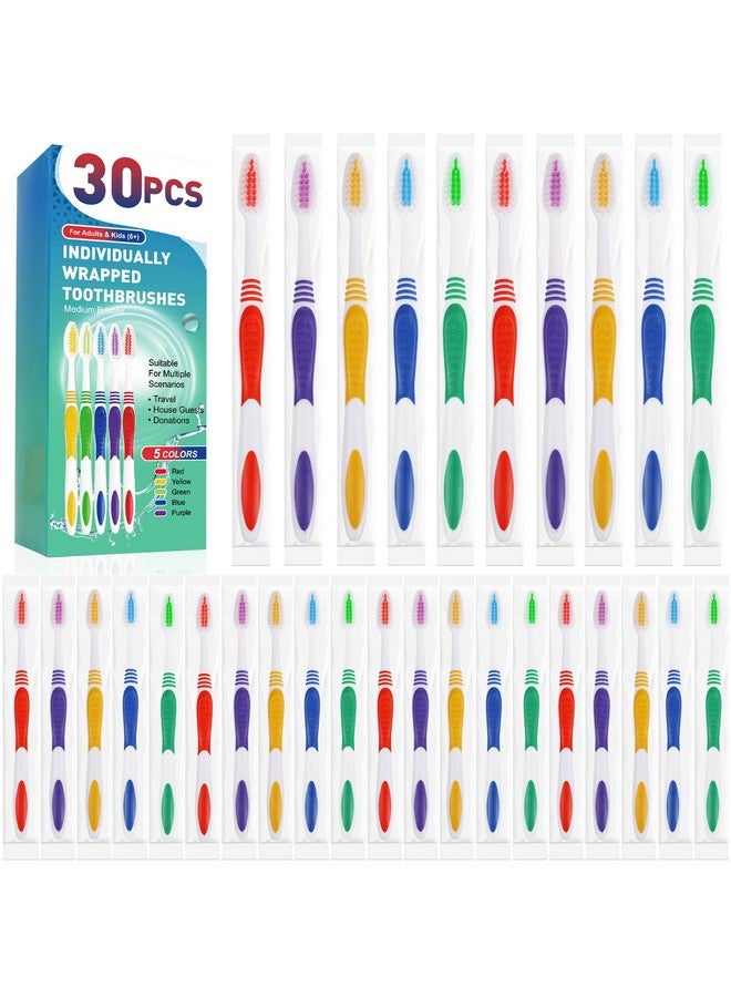 Navona 30 PCS Premium Individually Wrapped Bulk Toothbrush Pack, Disposable Toothbrush, Soft Toothbrush for Adult or Kid, Soft Bristle Toothbrush, Ergonomics Handle, Perfect for Travel,Hotel,Donation - Image 1