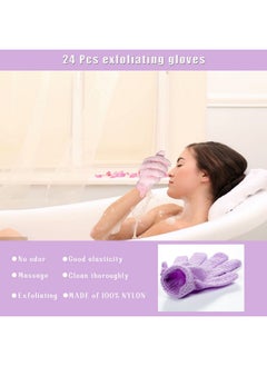 CVNDKN Shower Gloves,24 Pcs Exfoliating Bath Gloves,Body Scrub Gloves with Hanging Loop for Beauty Spa Massage Skin Shower Body Scrubber-12 Colors  - Image 5