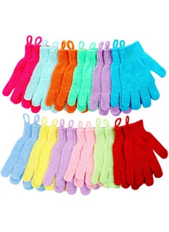 CVNDKN Shower Gloves,24 Pcs Exfoliating Bath Gloves,Body Scrub Gloves with Hanging Loop for Beauty Spa Massage Skin Shower Body Scrubber-12 Colors  - Image 1
