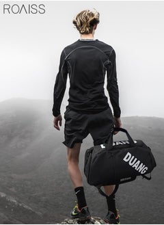 roaiss Unisex Gym Duffel Bag Sports Backpack Portable Luggage Handbag Wet and Dry Separation Shoes Compartment Large Capacity Crossbody Bag for Fitness Travel Black  - Image 3