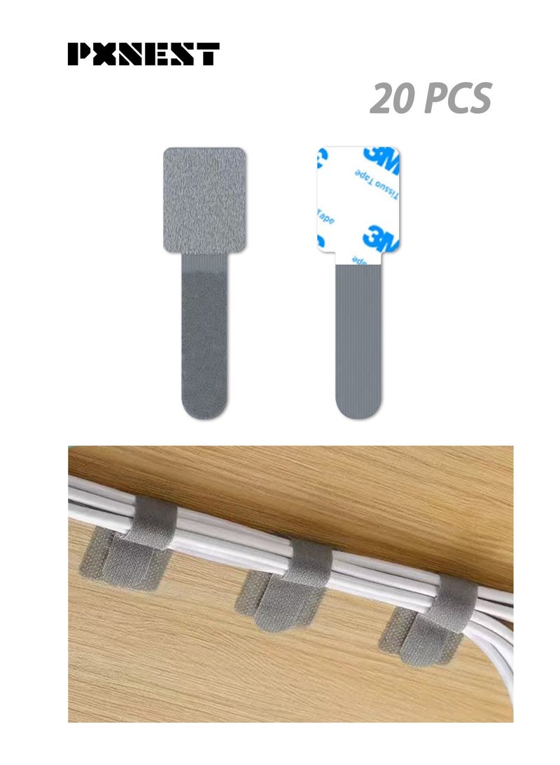 بيكسنست مجموعة من 20 رابطًا لكابل الطاقة بشريط فيلكرو مقاس 28 مم × 90 مم لتنظيم كابلات الشحن، وكابلات سماعات الرأس، وكابلات الكمبيوتر، وكابلات طاقة الأجهزة، وإدارة كابلات المكتب (رمادي) - Image 1