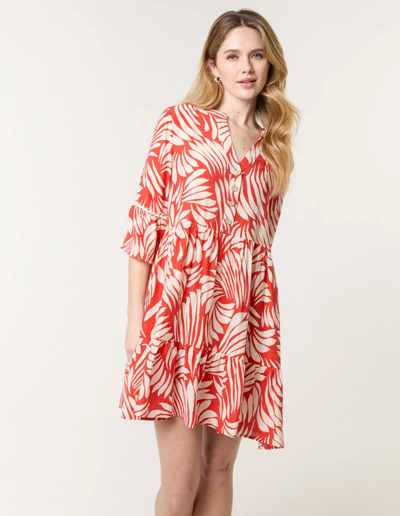 Blue Vanilla Ric Rac Smock Shirt Dress