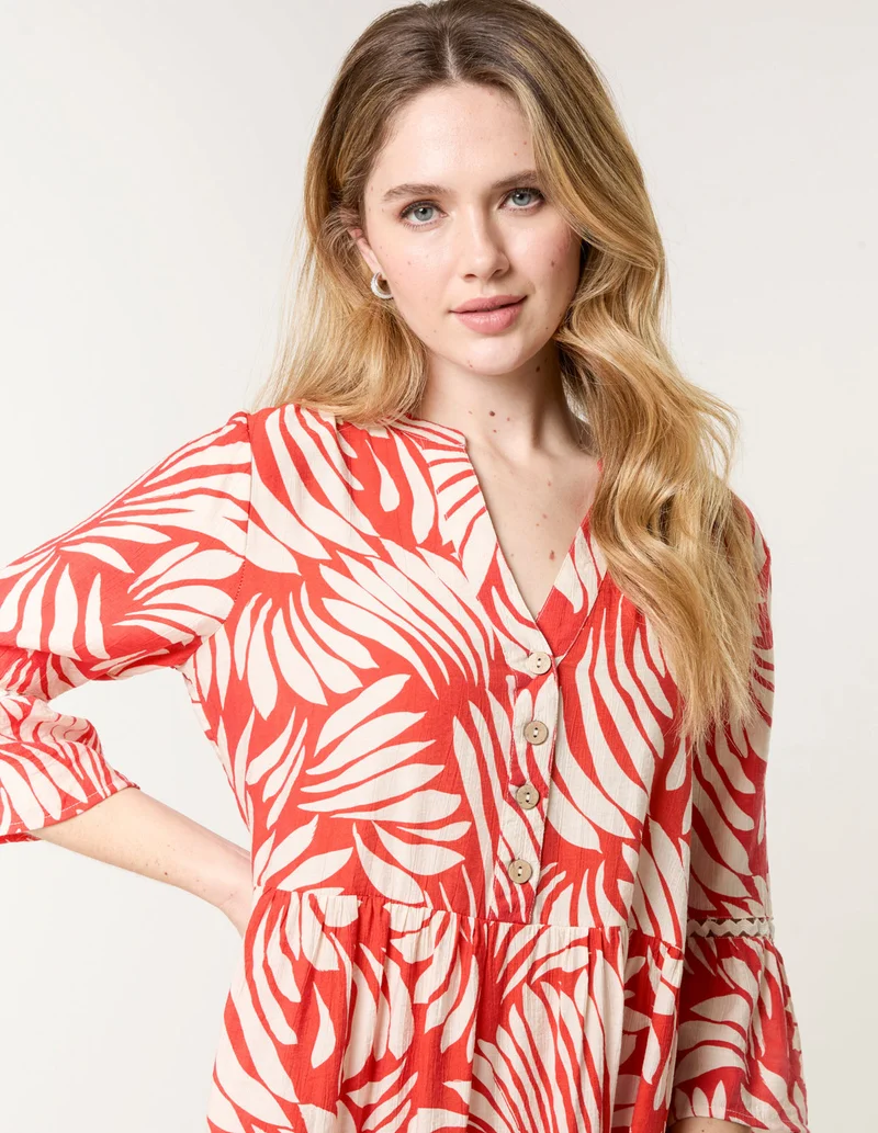 Blue Vanilla Ric Rac Smock Shirt Dress