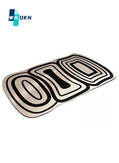 WAOKN Nordic Special-Shaped Abstract Home Bathroom Diatom Mud Floor Mat - Water-absorbent Anti-slip Quick-drying Anti-fouling Bathroom Carpet, Easy Care Shower Carpet (Beige and Black)  - Image 1