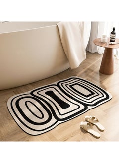 WAOKN Nordic Special-Shaped Abstract Home Bathroom Diatom Mud Floor Mat - Water-absorbent Anti-slip Quick-drying Anti-fouling Bathroom Carpet, Easy Care Shower Carpet (Beige and Black)  - Image 2