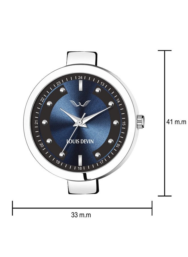لويس ديفين ساعة يد تناظرية بسلسلة من الفولاذ المقاوم للصدأ للنساء من LOUIS DEVIN LD-ZL131-BLUE - Image 3