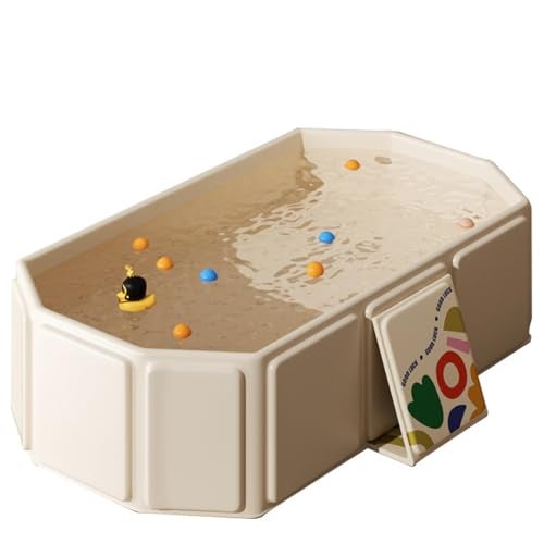 Houtclort Foldable Baby Bathtub, Collapsible tub for Kids, Small Bathtub for Bathing, Portable Bathtubs for SPA Tub, Easy Storage for Small Spaces, Effortless Folding Bathtubs (Off white) - Image 1