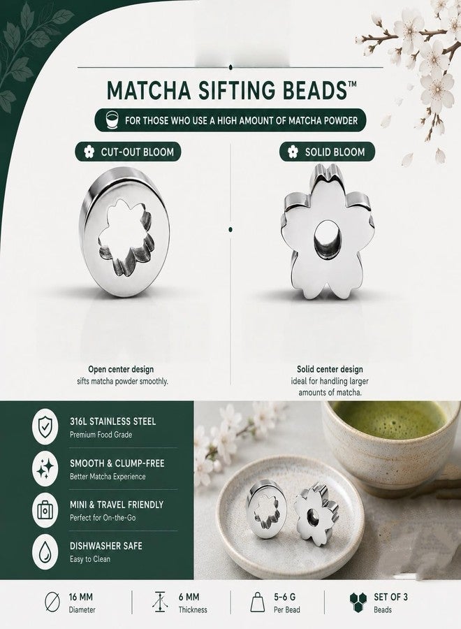 Makuzen Matcha Sifting Beads™ with mini slide travel box – Japanese Cherry blossom inspired tea Accessory for Faster & Better Smooth, Clump-Free Matcha Powder-316L Premium Food Grade Stainless Steel - Image 2
