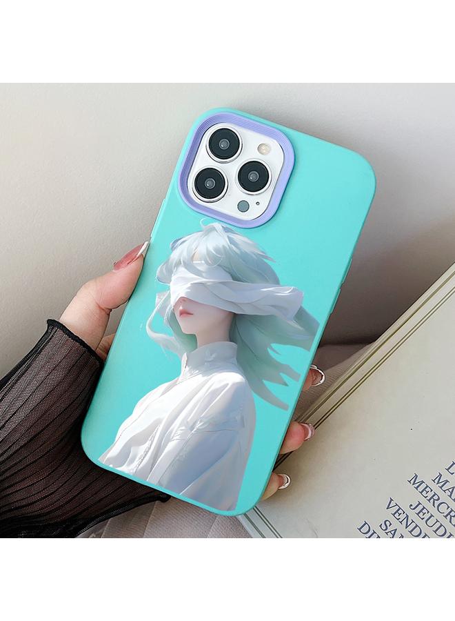 Zaboon Case For iPhone 12 Pro Max Blindfold Girl PC Hybrid TPU Phone Case - Image 1