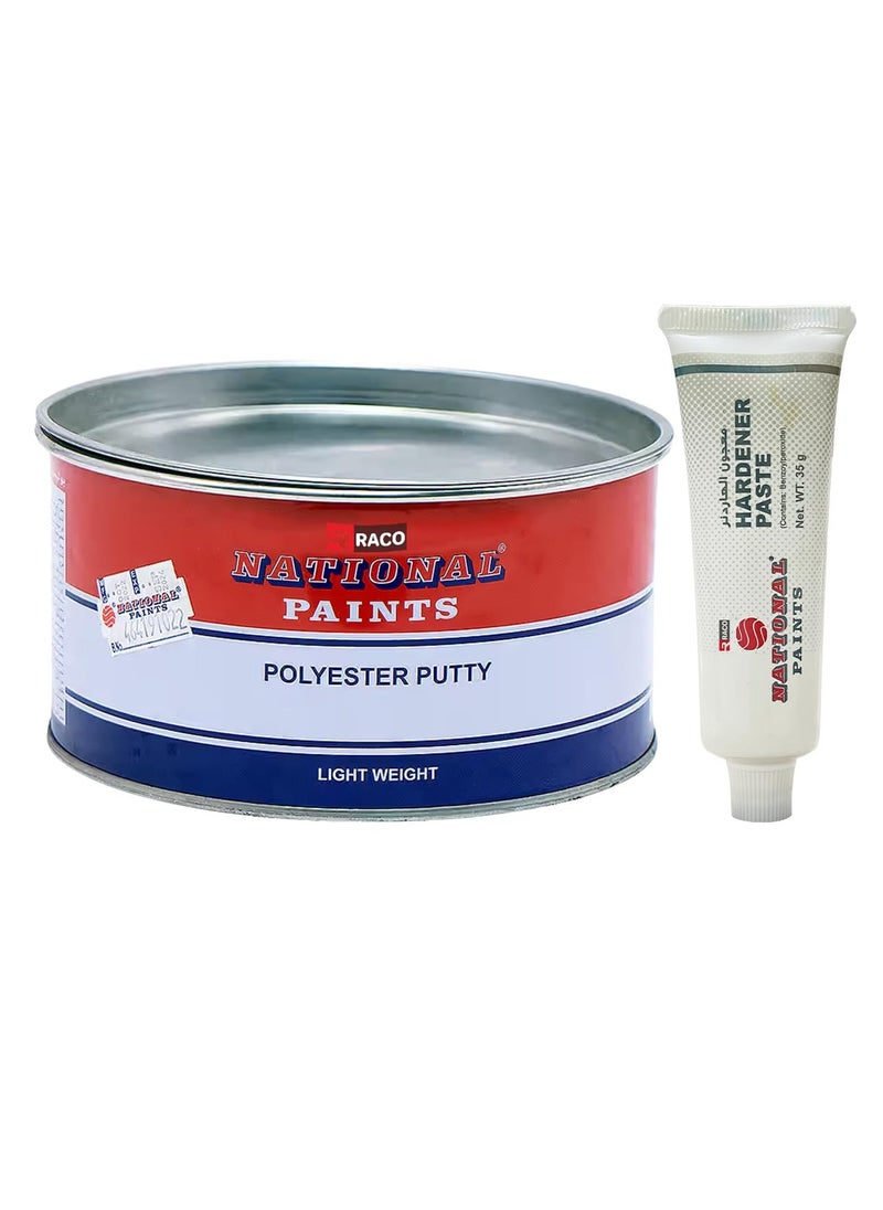 RACO National Paints Polyester Putty Body Filler for Body Scratches, Wood, Automotive, Marine, and Yacht Steel Putty High Adhesion 1.5 Kilograms  - Image 1