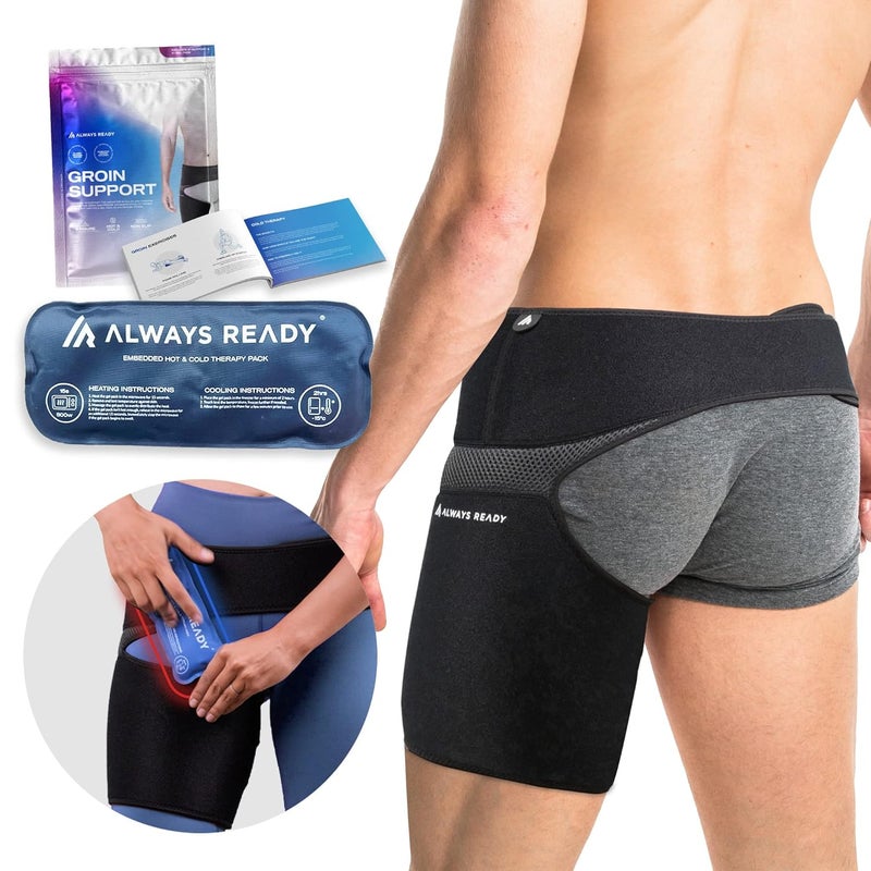Always Ready Hip Brace for Sciatica Pain Relief with Hot & Cold Gel Pack, SI Belt/Sacroiliac Adjustable Compression Wrap for Groin, Thigh, Leg & Hamstring, Men & Women (M-XXL) - Image 1