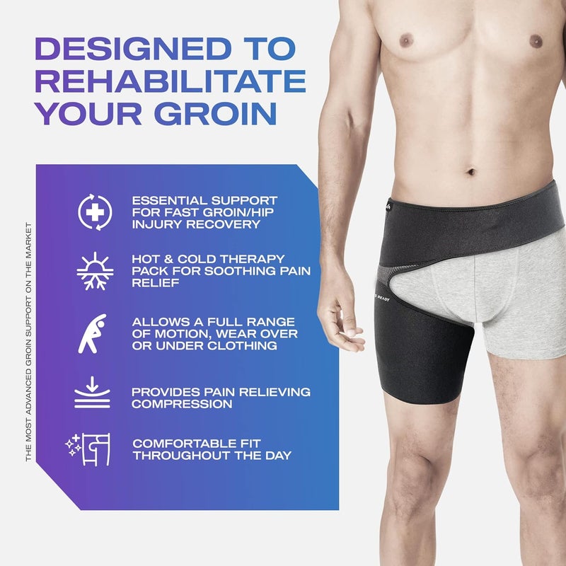 Always Ready Hip Brace for Sciatica Pain Relief with Hot & Cold Gel Pack, SI Belt/Sacroiliac Adjustable Compression Wrap for Groin, Thigh, Leg & Hamstring, Men & Women (M-XXL) - Image 3