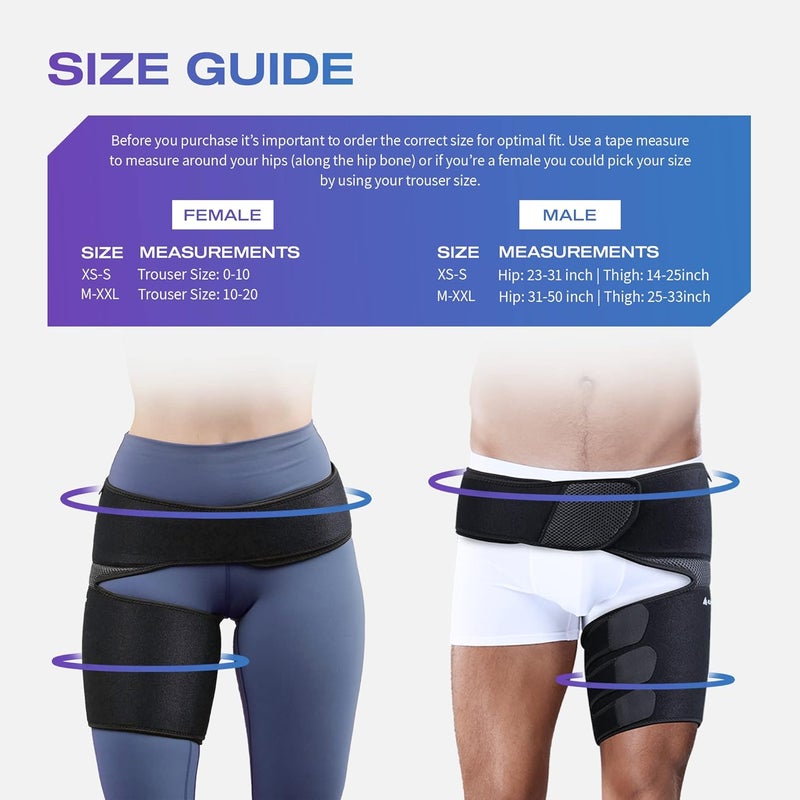 Always Ready Hip Brace for Sciatica Pain Relief with Hot & Cold Gel Pack, SI Belt/Sacroiliac Adjustable Compression Wrap for Groin, Thigh, Leg & Hamstring, Men & Women (M-XXL) - Image 2