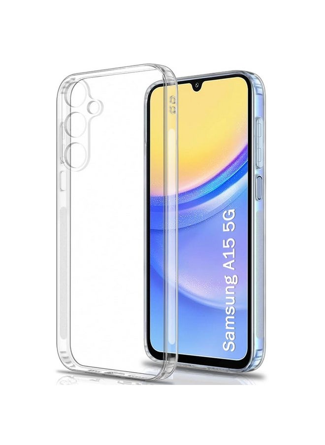 ذا جيفت كارت غطاء خلفي ناعم من TheGiftKart لهاتف Samsung Galaxy A15 5G | أفضل حماية للكاميرا | سدادات غبار مدمجة ومقبض مضاد للانزلاق | غطاء خلفي رفيع للغاية وشفاف لهاتف Samsung A15 5G (سيليكون، شفاف)  - Image 1