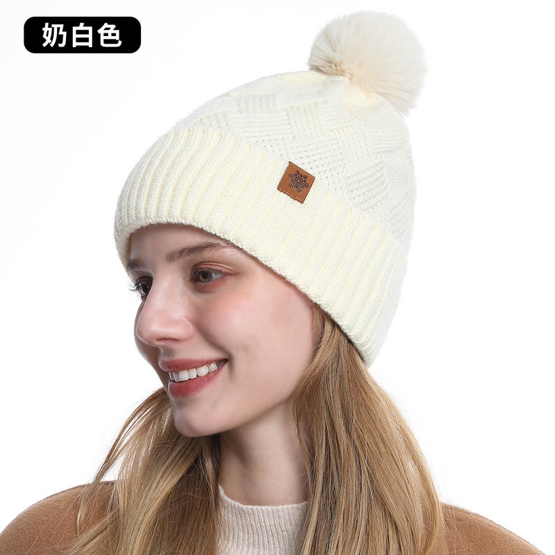Autumn Winter Knit Beanie Scarf Gloves Set for Women M1 red - Image 2