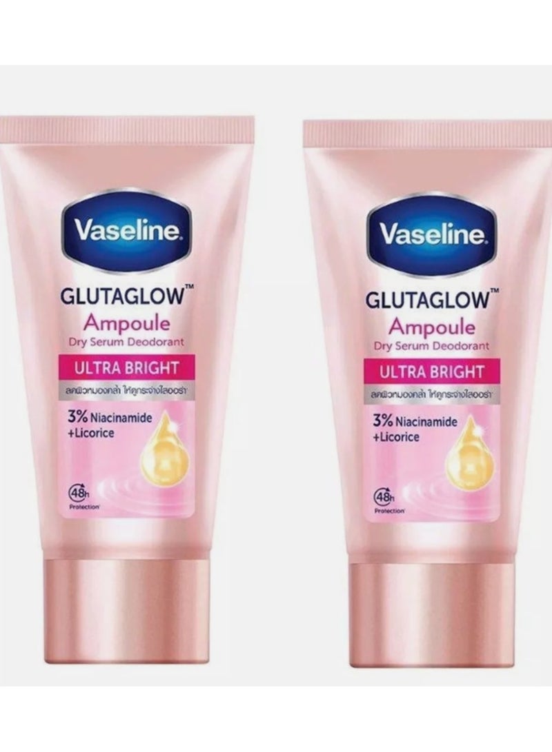 فازلين مزيل العرق فازلين دراي سيروم ألترا برايت رينيو جلوتا جلو ديو أمبولة 2 × 30 مل