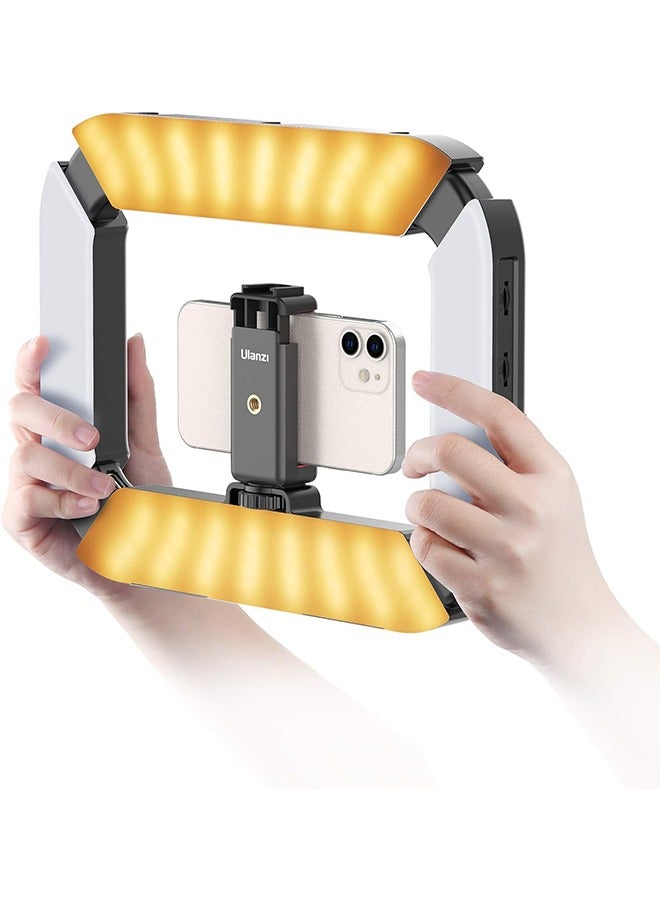 يولانزي حامل فيديو ULANZI للهواتف الذكية مزود بإضاءة، مثبت محمول للهاتف المحمول مع ضوء حلقي، ضوء سيلفي 8500 كلفن لتصوير الأفلام وتسجيل مقاطع الفيديو المباشرة على Tiktok وYouTube، مع بطارية مدمجة 8000 مللي أمبير في الساعة - Image 1