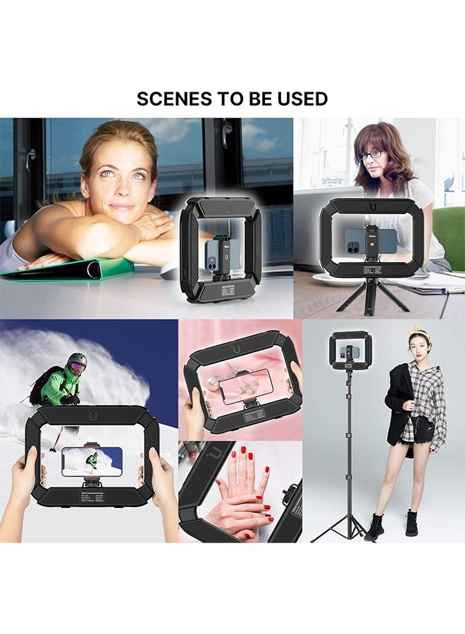 يولانزي حامل فيديو ULANZI للهواتف الذكية مزود بإضاءة، مثبت محمول للهاتف المحمول مع ضوء حلقي، ضوء سيلفي 8500 كلفن لتصوير الأفلام وتسجيل مقاطع الفيديو المباشرة على Tiktok وYouTube، مع بطارية مدمجة 8000 مللي أمبير في الساعة - Image 3