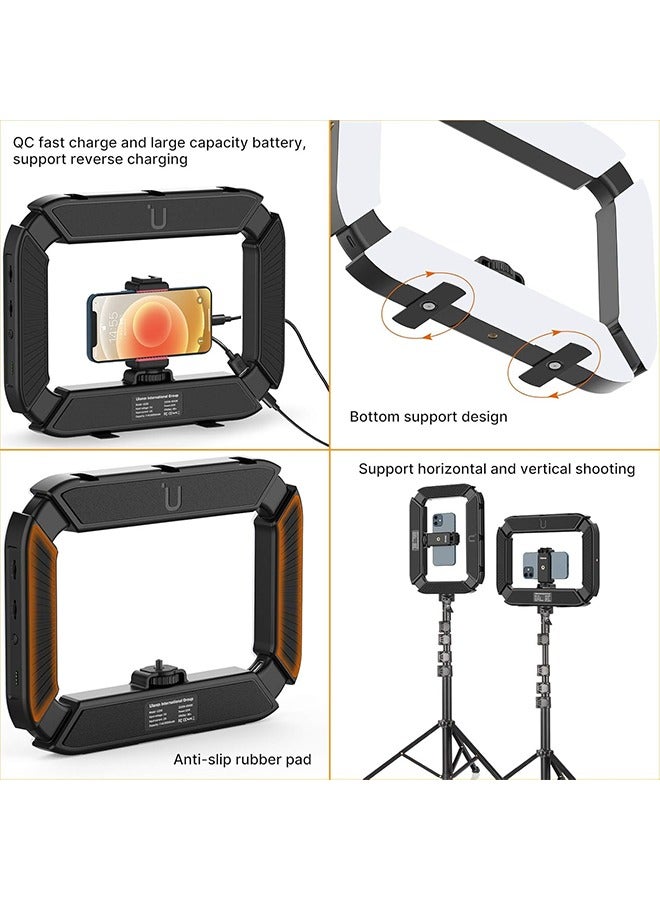 يولانزي حامل فيديو ULANZI للهواتف الذكية مزود بإضاءة، مثبت محمول للهاتف المحمول مع ضوء حلقي، ضوء سيلفي 8500 كلفن لتصوير الأفلام وتسجيل مقاطع الفيديو المباشرة على Tiktok وYouTube، مع بطارية مدمجة 8000 مللي أمبير في الساعة - Image 4