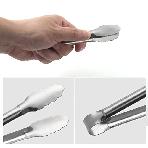 ACAUTO Serving Tongs,Buffet Tongs, ACAUTO Stainless Steel Food Tong Serving Tong Small Serving Tongs Stainless Steel Mini Appetizer Tongs, Set of 6 (5 Inch(12 Pack)) - Image 3