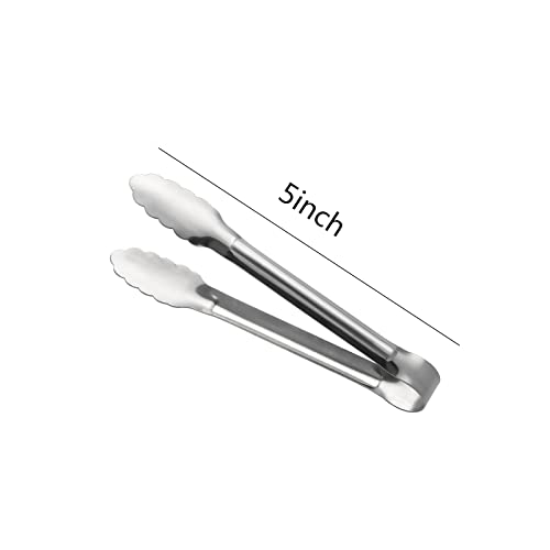 ACAUTO Serving Tongs,Buffet Tongs, ACAUTO Stainless Steel Food Tong Serving Tong Small Serving Tongs Stainless Steel Mini Appetizer Tongs, Set of 6 (5 Inch(12 Pack)) - Image 2