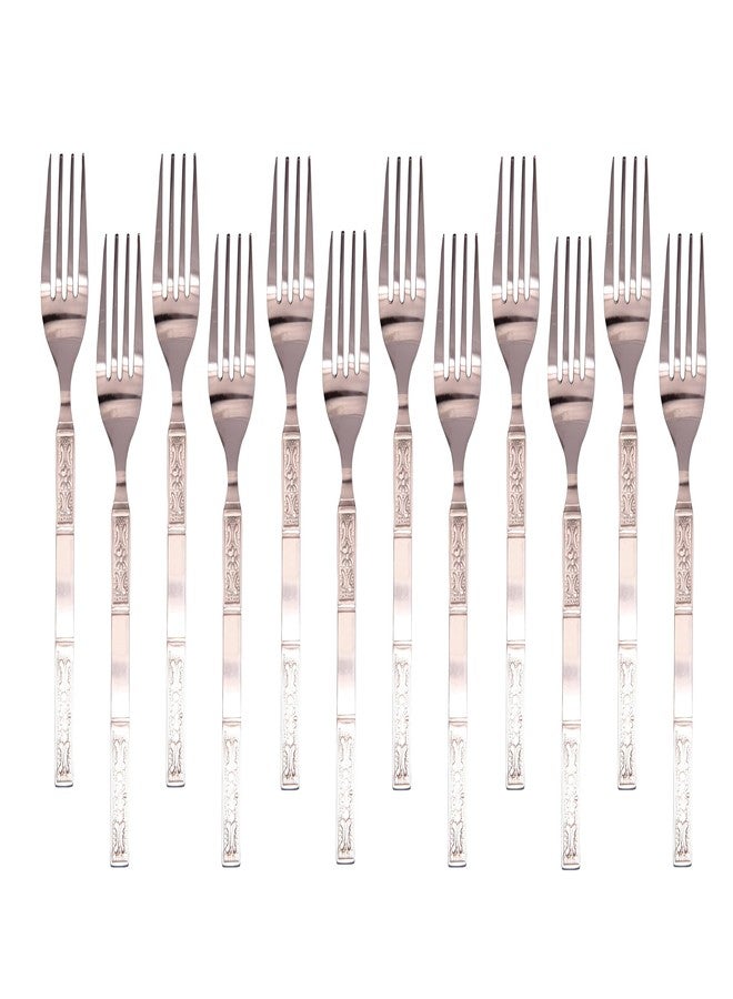 Dev Industries Stainless Steel Forks Set of 12-Fork Set for Home and Kitchen, Fruit Fork for Dining Table, Shiny and Sturdy Handle Fork 18 cm, Silver(17 Gauge) (Desert Fork (Prince), Pack of 12) - Image 1