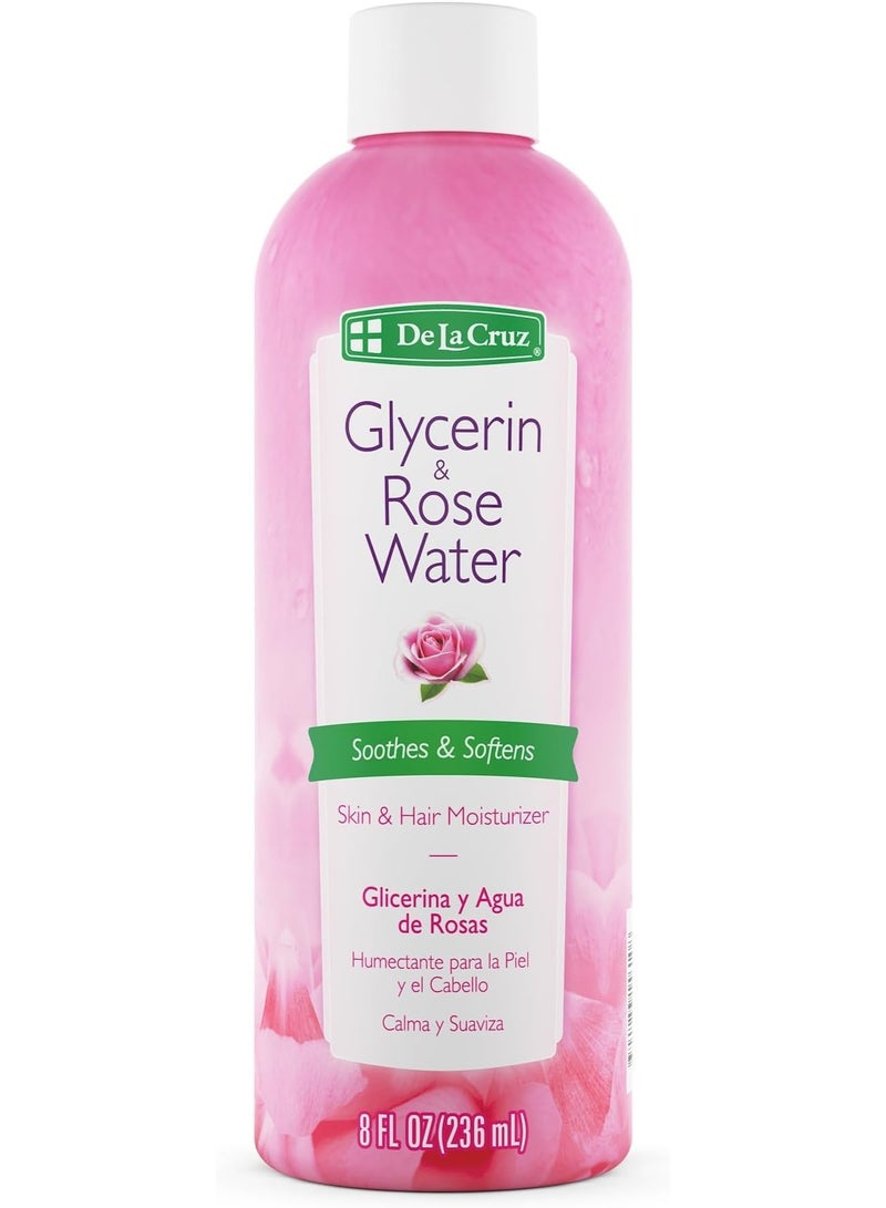 دي لا كروز، مرطب للبشرة والشعر بالجلسرين وماء الورد، 8 أونصة سائلة (236 مل) - Image 1