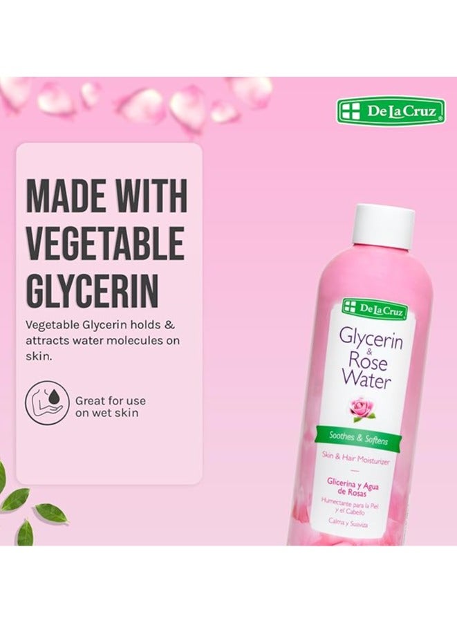 دي لا كروز، مرطب للبشرة والشعر بالجلسرين وماء الورد، 8 أونصة سائلة (236 مل) - Image 4