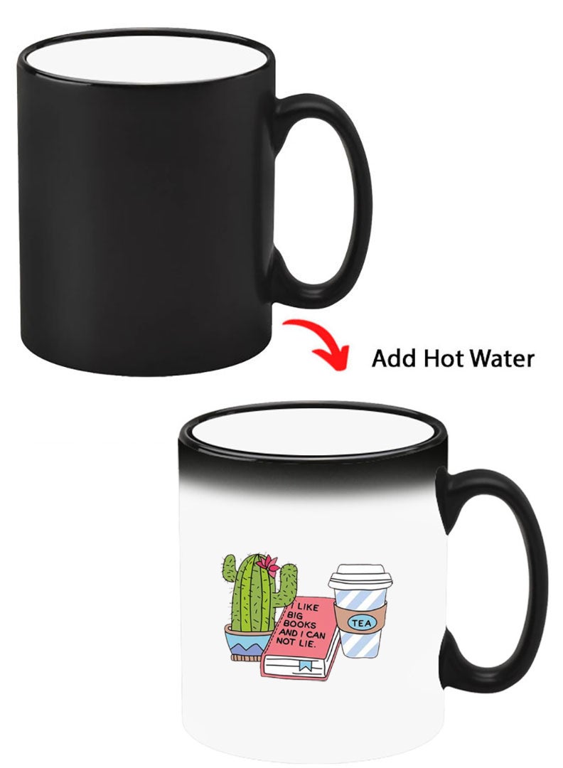 Theodor Color Changing Heat Sensitive Ceramic Mug, Image Revealed When HOT Liquid is Added! cactus coffee books - Image 1