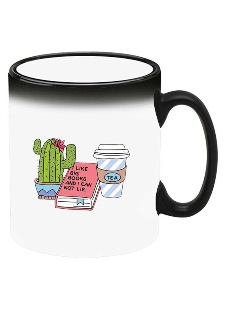 Theodor Color Changing Heat Sensitive Ceramic Mug, Image Revealed When HOT Liquid is Added! cactus coffee books - Image 2