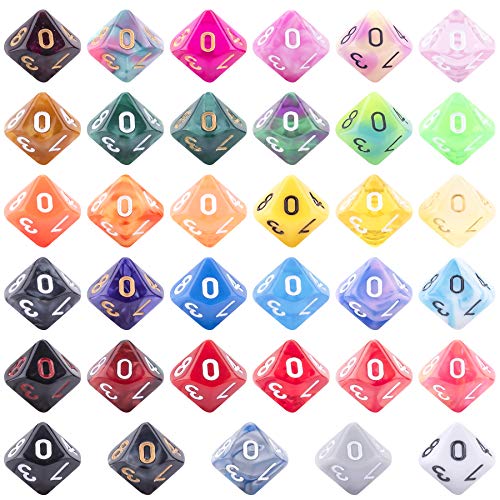 AUSTOR 35 Pieces Polyhedral Dice 10 Sided Game Dice Set Mixed Color 10 Sides Dice Assortment with a Black Velvet Storage Bag for DND RPG MTG Table Games - Image 5