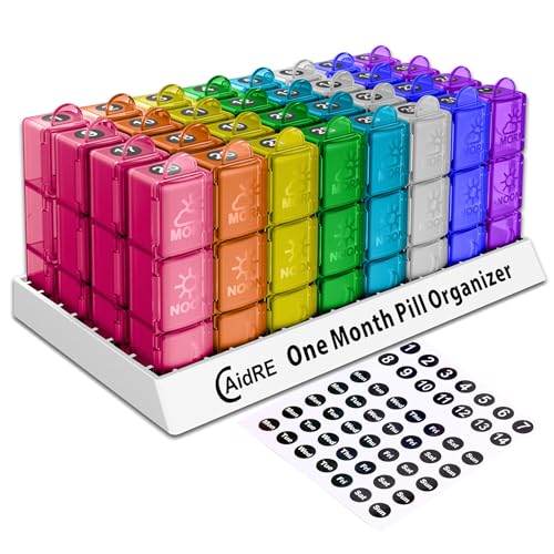 CAidRE Monthly Pill Organizer 31 Day 3 Times a Day – One Month Pill Box for Medications, Fish Oil, Vitamins & Supplements – 30 Day Daily Pill Case Organizer - Image 1