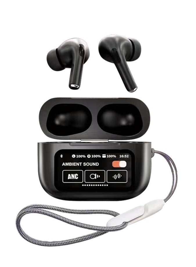 Bukela AI Translation Earphones, Support English Arabic Translation, Equipped with LED Smart Touch Screen, Active Noise Cancellation, Long Battery Life Playback Time - Black - Image 2