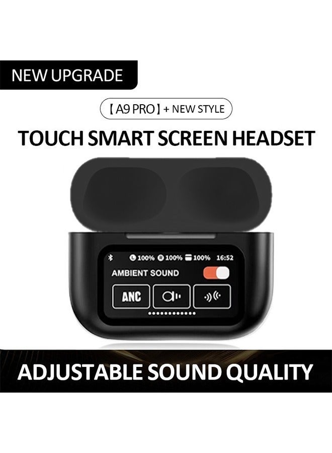 Bukela AI Translation Earphones, Support English Arabic Translation, Equipped with LED Smart Touch Screen, Active Noise Cancellation, Long Battery Life Playback Time - Black - Image 4
