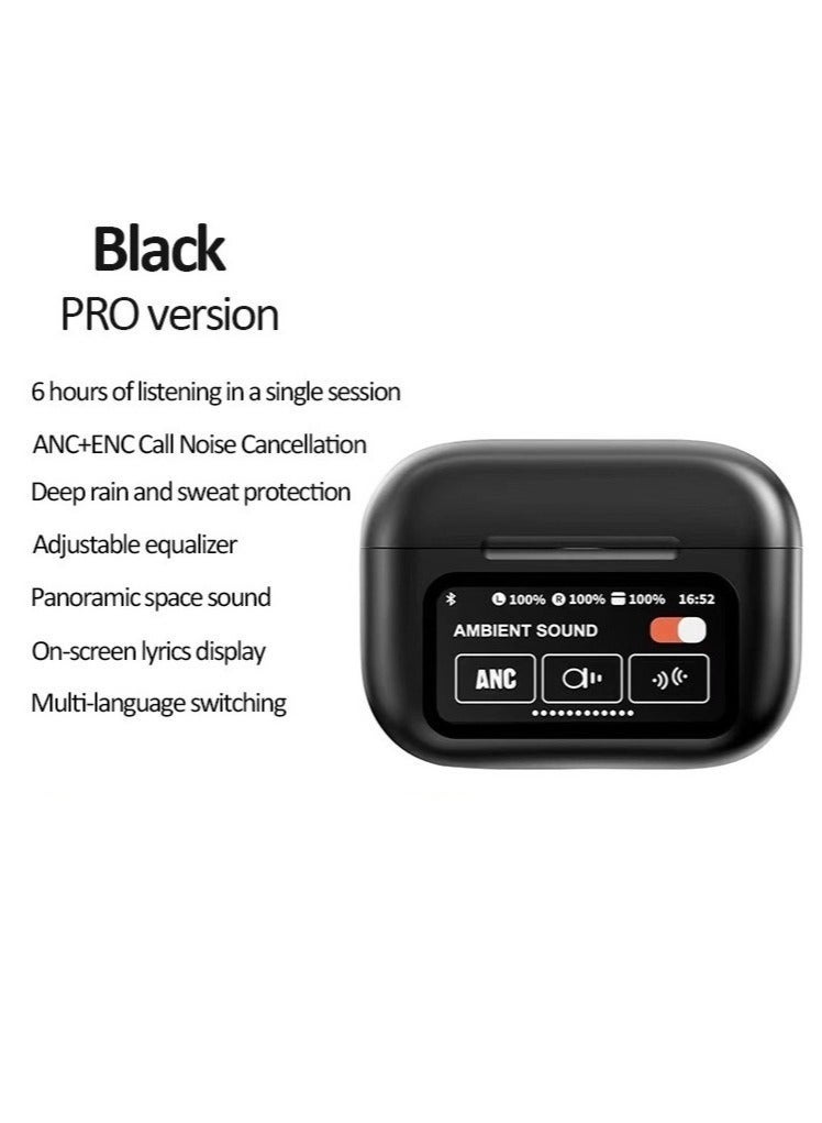 Bukela AI Translation Earphones, Support English Arabic Translation, Equipped with LED Smart Touch Screen, Active Noise Cancellation, Long Battery Life Playback Time - Black - Image 5